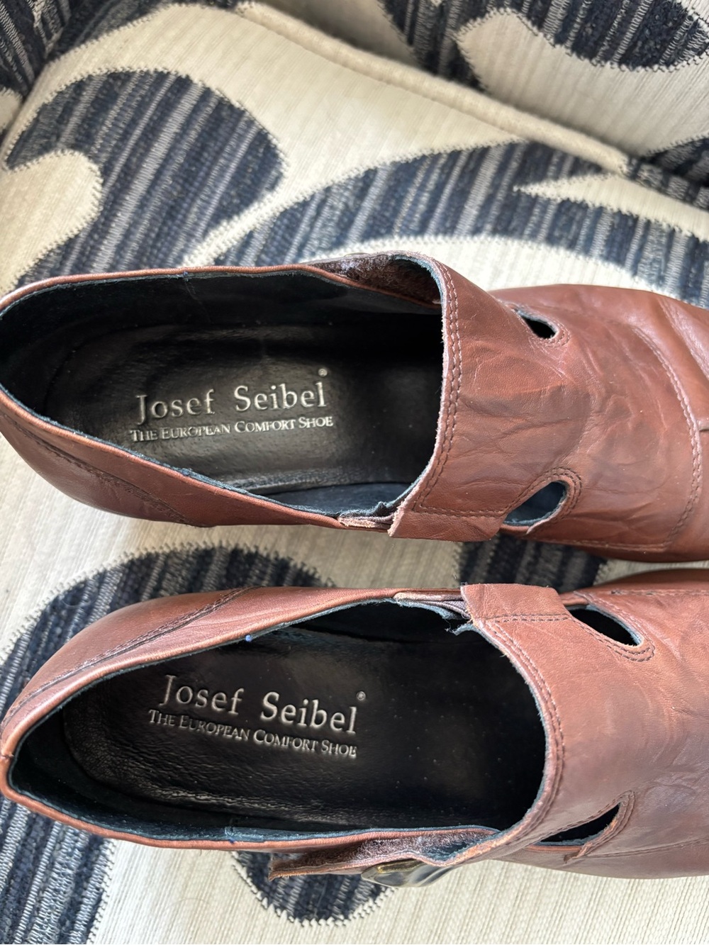 Josef Seibel Brown Leather Women's Wedge Cutout Shoes - Picture 2 of 6